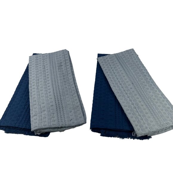 Lot Of Four Just In For Your Home Kitchen Towels 2 Solid Blue 2 Solid Gray New - Picture 2 of 8